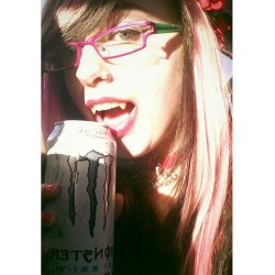 sniickersnee:  #monsterenergy #whitemonster #vampire #scarecrowfangs