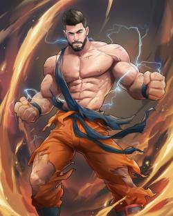 silverjow:  Commission work, amazing Dragos Syko as Kakarot aka