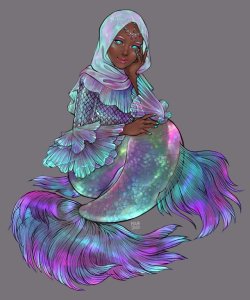 muwadesu:Finished mermaid piece in time for Mermay! It’s Mermaya~