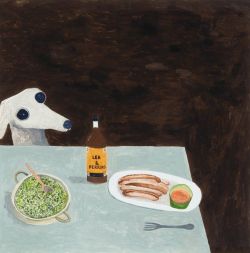 grundoonmgnx:Noel McKenna, Dog at Dinner Table, 2015