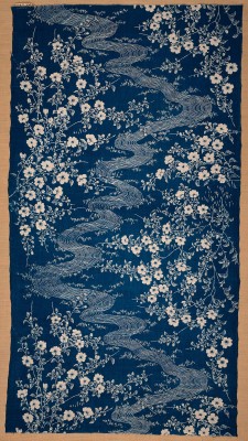 nobrashfestivity:Fragment of cotton, katazome dyed, Japan, late