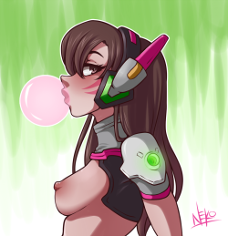 oneeyedneko:  D.Va and her Bubble (or boobs, or whatever)   yummy~