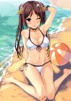 zan66:  animal ears bikini cleavage kno1 nekomimi swimsuits tail