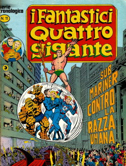 Cover page for I Fantastici Quattro Gigante, from Raccolta Super Eroi Gigante No. 2 (Marvel Comics, 1979). Art by Jack Kirby. From Oxfam in Sherwood.