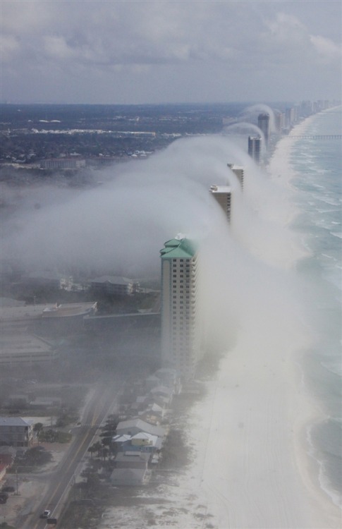 Engulfed (fog rolling over highrises at Panama City Beach, Florida)