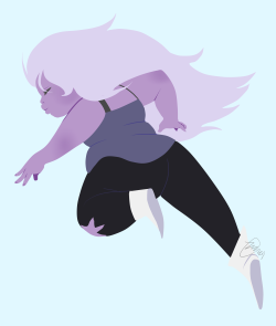 sparkly-jizz:  Short violet alien girl jumping.