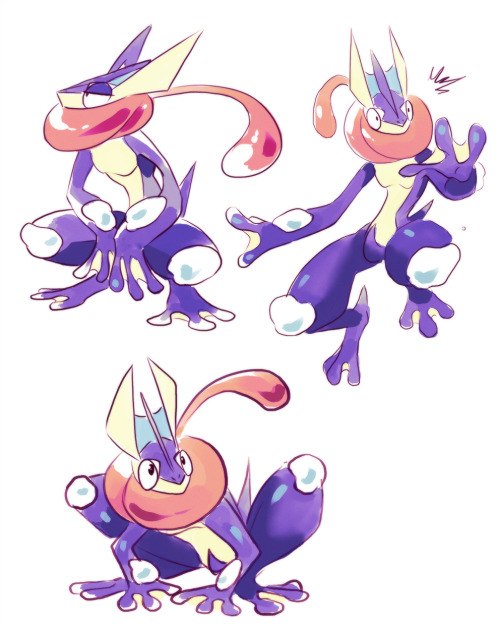 tamarinfrog-art:  Some greninja doodles I did because its design