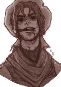 toodeepinthefandom:  practicing drawin’ mccrees (my style is