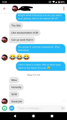tinderventure:  She made it easy for me with the jfk theme.