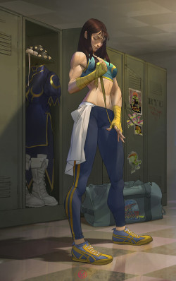 street-fighter-encyclopedia: Getting ready at the gym!