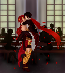 violetaristea:ruby happy to see pyrrha come back from a mission