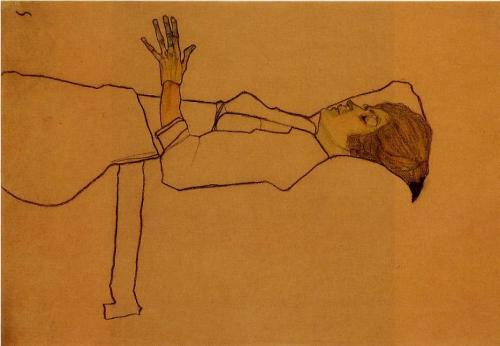 artist-schiele:  Clothed Woman, Reclining, 1910, Egon SchieleMedium: