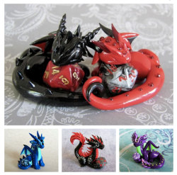 geeksofdoom:  Sculpted dragon figures that hold D&D dice