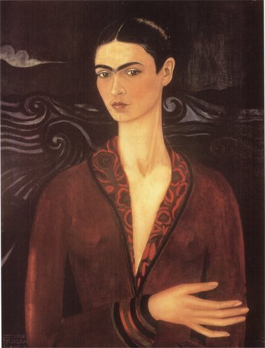artist-frida:  Self-portrait in a Velvet Dress, 1926, Frida KahloMedium: