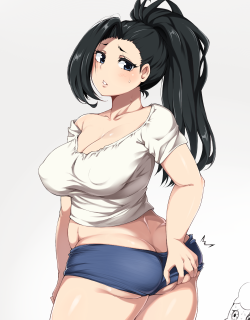 moisture-chi:    Yaoyorozu   Do a little change on her hair style