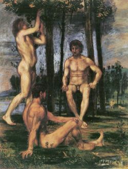 ex-frat-man:   Hans von Marees, 1878, Italy.   Three Men under