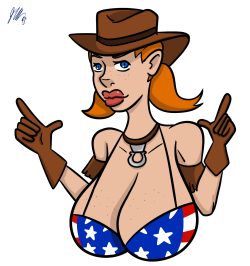 @shiinsartShiin’s busty country gal, Annie, cosplaying Tina