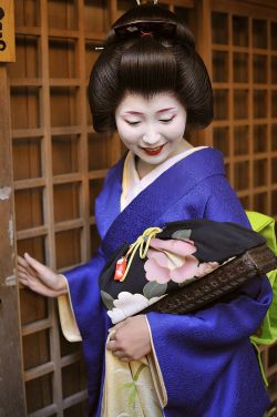 geisha-kai:  Geiko Sayaka san in winter outfit by WATASHAJI -