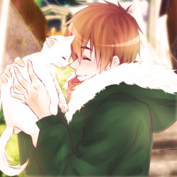 sinfulhime:  Makoto and his cat give me life ;__;  