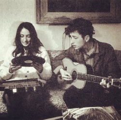 bobdylan-n-jonimitchell:  Joan Baez and Bob Dylan, circa 1963-4.