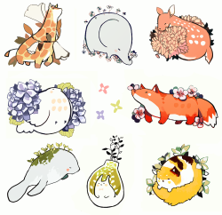 tofuvi:mochi animals and foliage.