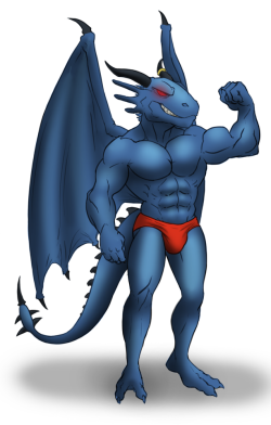 Just the Blue Dragon posing, giving a coy smirk. He could kicks