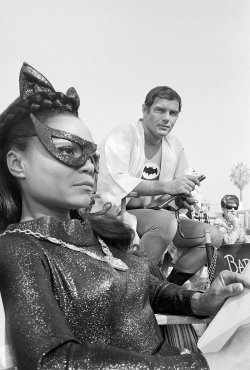 shelley-fabulous:  Eartha Kitt and Adam West on set of Batman,