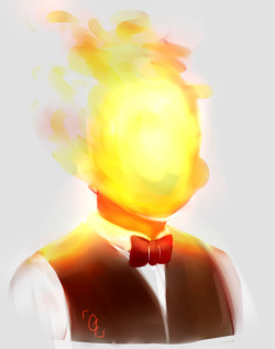 quiet-banshee: Got bored decided to finish a sketch.  Grillby