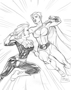 tjsketchblog:  Daily Sketch 09.13.2014Captain Marvel vs Power