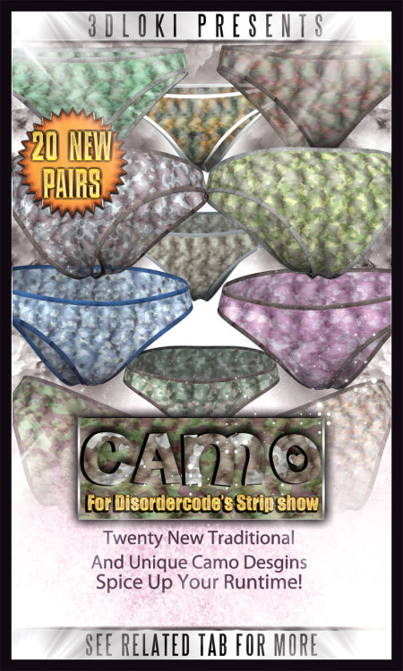 Loki Presents: Camo Strip Show V4/V6 	for disordercode’s Strip Show for V4 & Strip Show for V6 	Camo Strip Show is a brand new Materials pack for disordercode’s Strip  Show for V4 & Strip Show for V6, with this pack you’ll get