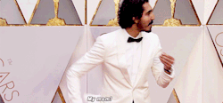 ageofultron:Dev Patel and his mom Anita arrive on the red carpet