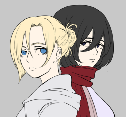 sa-tou: Annie and Mikasa, just a wip will try to finish this