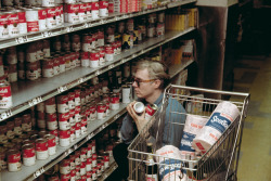 s0rrysunshine:  paintdeath:  Andy Warhol at Gristedes supermarket,