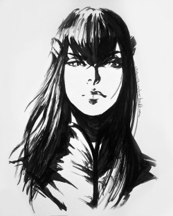 clockwork-cadaver:  Quick Satsuki Kiryūin sketch! One brush and uncut ink.