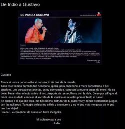 Carta del Indio a Gustavo  Gustavo: Ahora sí vas a poder evitar