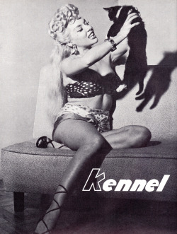 strangedazeyage: Kennel for a Cat Girl Lilly Christine is featured in a photo article scanned from the April &lsquo;54 issue of 'HIS WORLD&rsquo; magazine..