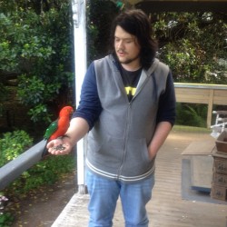 Dean made a bird friend today 😊 #bird #parrot #sassafras #kingparrot