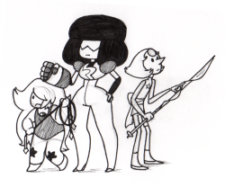 fingerwhirls:  Paper inked Crystal Gems!  Gonna try to do inktober