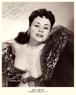 Eva Meloy  Vintage 50’s-era signed promo photo.. I’m guessing Eva is German? 