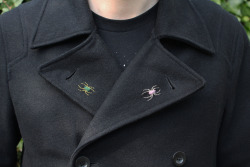 theoldneedle:  Added another spider to my coat, by the time winter