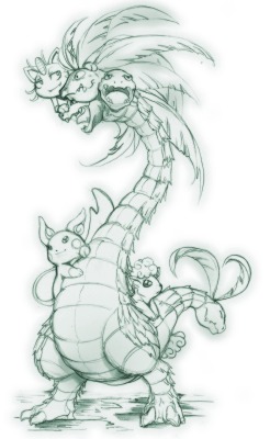 niandni:  A sketch of a slightly more dragon like Exeggutor.