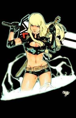 dailydamnation:  Illyana’s always ready to chop up those who