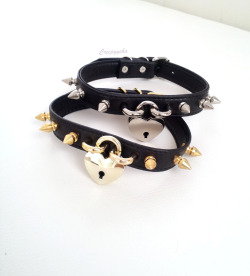 creepyyeha:  Safe Heart Choker in gold and silver. Available