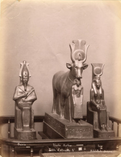 fishstickmonkey:  Statues of Osiris, Hathor Cow and Isis		 		