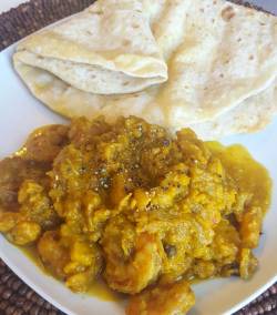 britanysbites:Pumpkin shrimp and roti🍊 #roti  #comfortfood