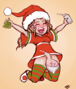 Merry Christmas!  A kinda cartoony Kerri.Also she got into the