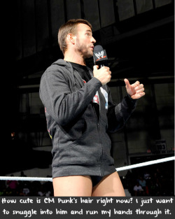 wrestlingssexconfessions:  How cute is CM Punk’s hair right