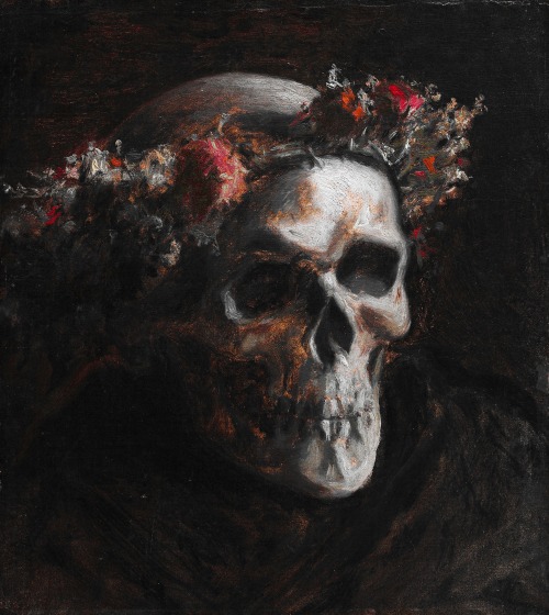 aqua-regia009:  Skull Wearing a Wreath of Flowers (c.1874)by