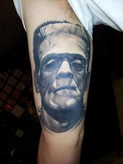 fuckyeahtattoos:  Frankenstein portrait tattoo by Fish at Las