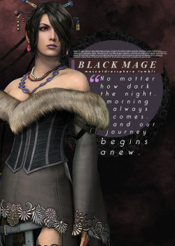 : “Yuna’s guardian, and an accomplished black mage. She’s